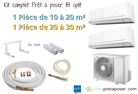 Pack complet clim bi split prt  poser 1 Pice de 10  20 m et de 20  30 m