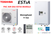 Pompe à chaleur AIR EAU TOSHIBA Estia Murale Chauffage Seul-HWT-HWT-1101HW-E - HWT-1101XWHT6W-E