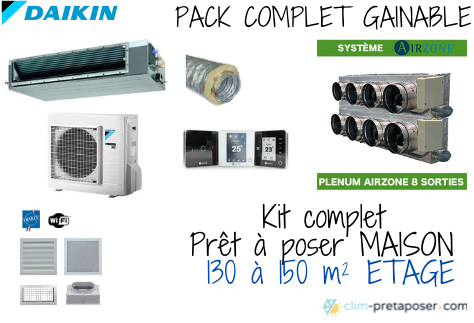 KIT COMPLET POUR CLIMATISATION GAINABLE Ø 200 MM / 2 ZONES