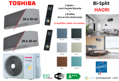 Climatisation TOSHIBA HAORI BI SPLIT RAS-2M18G3AVG-E 2x RAS-B10N4KVRG-E 