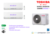 Climatiseur réversible bi split SHORAI + Toshiba 2x RAS16J2AVSG-E-RAS-2M18U2AVG-E + Réductions 