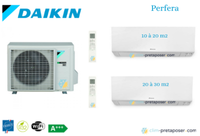 Climatiseur réversible bi split DAIKIN Perfera-2MXM50A9-FTXM20R-FTXM25R