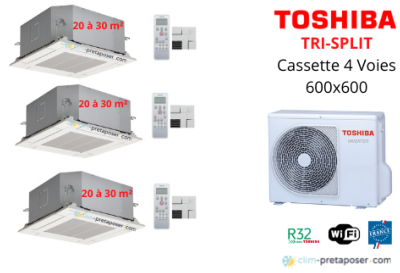 Clim-Cassette 4 voies 600x600-3xRAV-M10U2MUVG-E-et RAS-3M26U2AVG-E-2 FLARE12/38