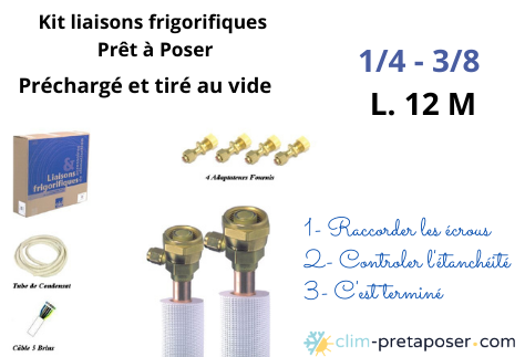 Kit liaisons frigorifiques flares complet prcharg et tir au vide 12KPS1438