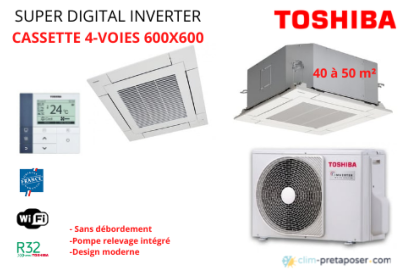 Climatiseur Cassette 4 voies 600x600-TOSHIBA-RAV-GM562ATP-E-RAV-RM561MUT-E