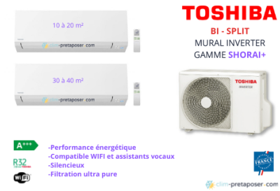 Climatiseur réversible bi split SHORAI Toshiba RAS-B13J2KVSG-E - RAS-B07J2KVSG-E-RAS-2M18U2AVG-E