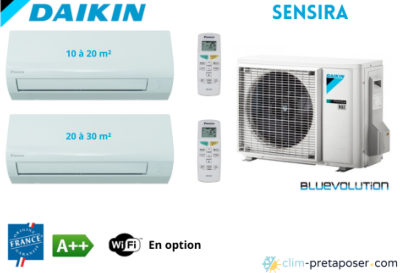 Climatisation réversible bi split DAIKIN SENSIRA 2MXF50A-CTXF20F-CTXF25F SENSIRA