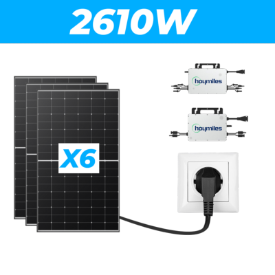 Kit 6 Panneaux Solaires Plug And Play Longi Solar Puissance 2610W Support Sans support Prise connectée WIFI Sans prise connectée wifi Rallonge électrique Rallonge électrique - 5 mètres