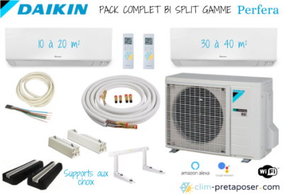 Pack complet prêt à poser PERFERA DAIKIN bi split 2MXM50A9-FTXM20A-FTXM35A
