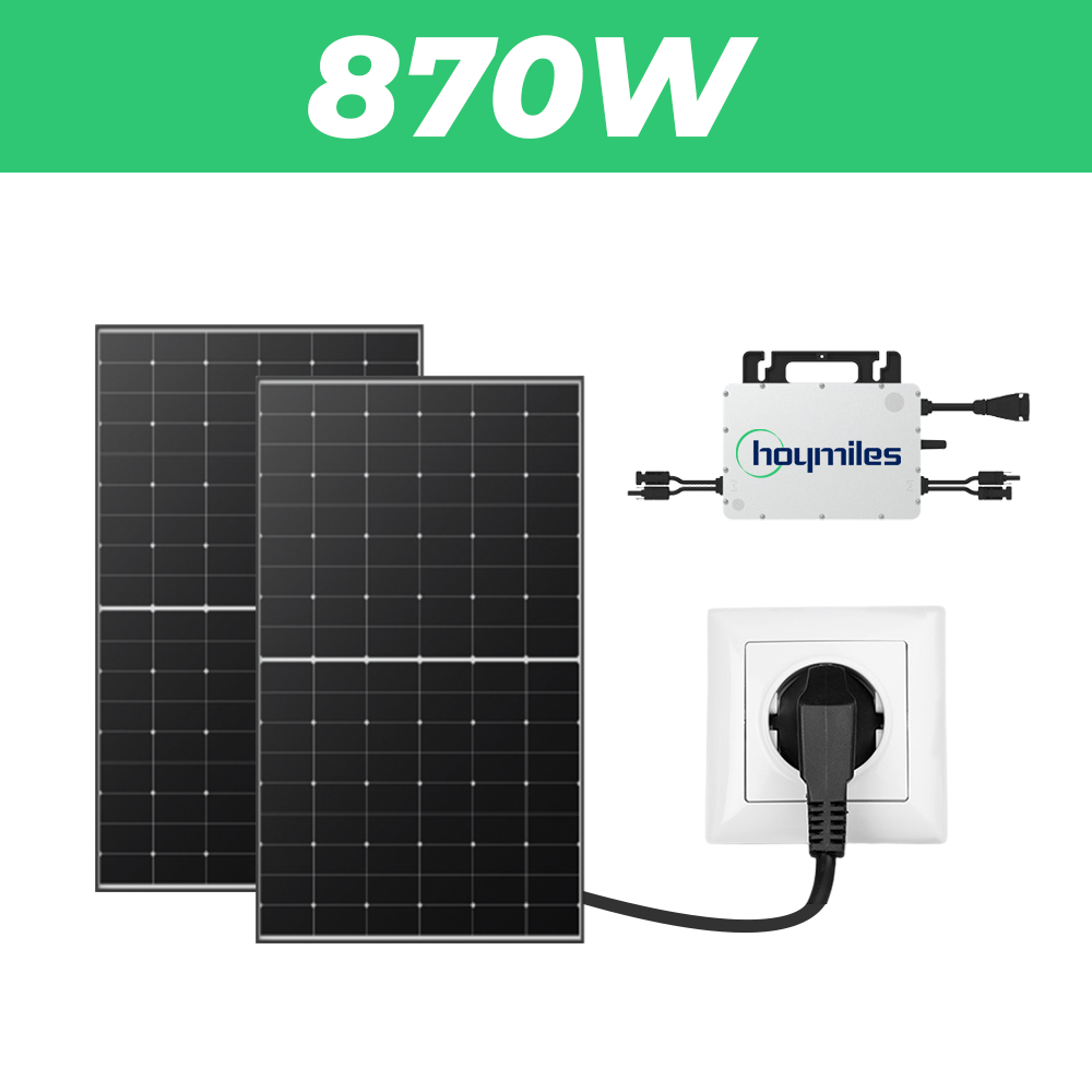 Kit 2 Panneaux Solaires Plug And Play Longi Solar Puissance 870W Support Sans support Prise connectée WIFI Sans prise connectée wifi Rallonge électrique Rallonge électrique - 5 mètres