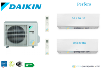 Climatiseur réversible bi split DAIKIN Perfera-2MXM50A9-FTXM20A-FTXM25A