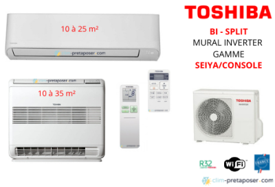 Climatiseurs 1 Console + 1 Split  Réversible Double Flux Toshiba  RAS-2M18U2AVG-E+ RAS-B13J2FVG-E+