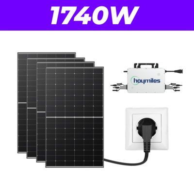 Kit 4 Panneaux Solaires Plug And Play Longi Solar Puissance 1740W Support Sans support Prise connectée WIFI Sans prise connectée wifi Rallonge électrique Rallonge électrique - 5 mètres