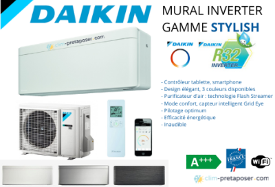 Climatiseur réversible mono split DAIKIN FTXA50CW-RXA50B-BLANC-R32