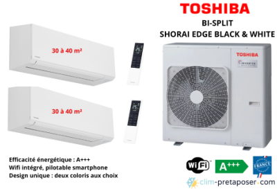 Climatisation réversible bi split TOSHIBA SHORAI EDGE RAS-3M26G3AVG-E-2xRAS-B13G3KVSG-E