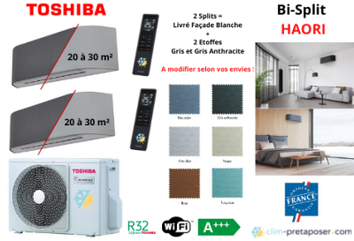 Climatisation TOSHIBA HAORI BI SPLIT RAS-2M18G3AVG-E 2x RAS-B10N4KVRG-E