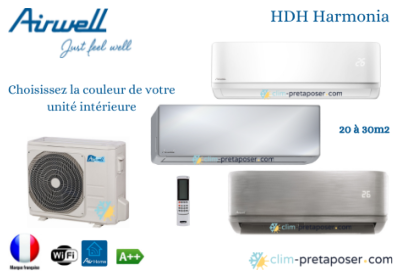 Clim AIRWELL AW-HDH009-N91-AW-YHDHO09-H91 HARMONIA Couleur Unité Intérieure Gris