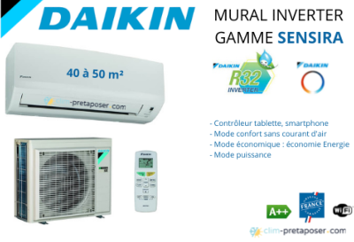 Climatisation réversible DAIKIN FTXF42F-RXF42F-SENSIRA-R32