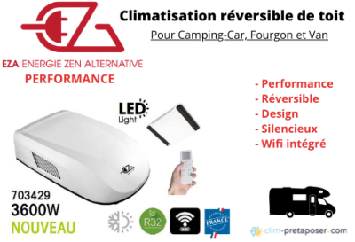 Climatisation réversible de toit pour Camping-Car EZACLIM Performance Blanc 3600W - 703429